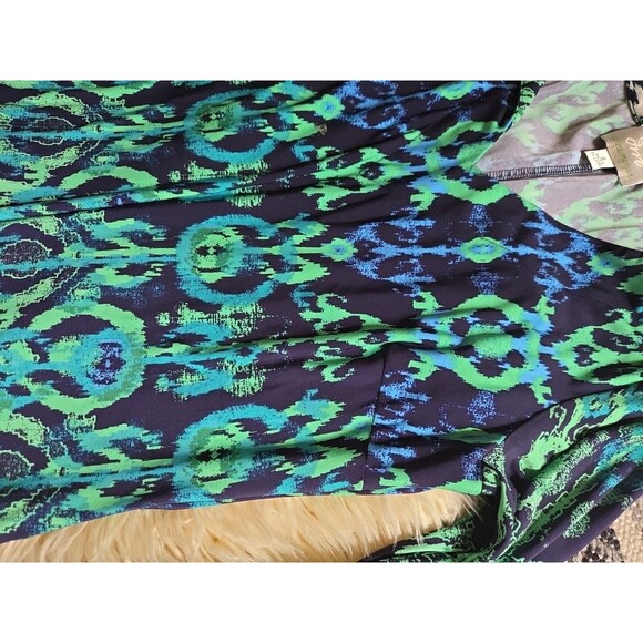 VTG Donna Morgan 8 Peacock Blue Green Stretch Resort Cruise Knee Length Dress - Picture 5 of 9